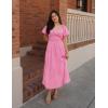 imageZESICA Womens Summer 2025 Boho Vacation Dress Short Puff Sleeve Flowy Smocked Cutout A Line Beach Party DressesHot Pink