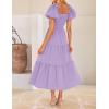 imageZESICA Womens Summer 2025 Boho Vacation Dress Short Puff Sleeve Flowy Smocked Cutout A Line Beach Party DressesPurple