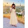 imageZESICA Womens Summer Casual Short Sleeve Midi Dresses 2025 V Neck Elastic Waist Tiered Flowy Boho Dress with PocketApricot