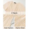 imageZESICA Womens Summer Casual Short Sleeve Midi Dresses 2025 V Neck Elastic Waist Tiered Flowy Boho Dress with PocketApricot