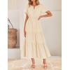 imageZESICA Womens Summer Casual Short Sleeve Midi Dresses 2025 V Neck Elastic Waist Tiered Flowy Boho Dress with PocketApricot