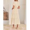 imageZESICA Womens Summer Casual Short Sleeve Midi Dresses 2025 V Neck Elastic Waist Tiered Flowy Boho Dress with PocketApricot