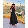 imageZESICA Womens Summer Casual Short Sleeve Midi Dresses 2025 V Neck Elastic Waist Tiered Flowy Boho Dress with PocketBlack