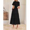 imageZESICA Womens Summer Casual Short Sleeve Midi Dresses 2025 V Neck Elastic Waist Tiered Flowy Boho Dress with PocketBlack