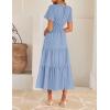 imageZESICA Womens Summer Casual Short Sleeve Midi Dresses 2025 V Neck Elastic Waist Tiered Flowy Boho Dress with PocketBlue