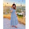 imageZESICA Womens Summer Casual Short Sleeve Midi Dresses 2025 V Neck Elastic Waist Tiered Flowy Boho Dress with PocketBlue