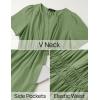 imageZESICA Womens Summer Casual Short Sleeve Midi Dresses 2025 V Neck Elastic Waist Tiered Flowy Boho Dress with PocketGreen