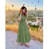 imageZESICA Womens Summer Casual Short Sleeve Midi Dresses 2025 V Neck Elastic Waist Tiered Flowy Boho Dress with PocketGreen