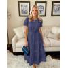 imageZESICA Womens Summer Casual Short Sleeve Midi Dresses 2025 V Neck Elastic Waist Tiered Flowy Boho Dress with PocketNavy