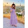 imageZESICA Womens Summer Casual Short Sleeve Midi Dresses 2025 V Neck Elastic Waist Tiered Flowy Boho Dress with PocketPurple