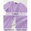 imageZESICA Womens Summer Casual Short Sleeve Midi Dresses 2025 V Neck Elastic Waist Tiered Flowy Boho Dress with PocketPurple