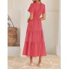 imageZESICA Womens Summer Casual Short Sleeve Midi Dresses 2025 V Neck Elastic Waist Tiered Flowy Boho Dress with PocketWatermelon