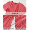 imageZESICA Womens Summer Casual Short Sleeve Midi Dresses 2025 V Neck Elastic Waist Tiered Flowy Boho Dress with PocketWatermelon