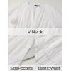 imageZESICA Womens Summer Casual Short Sleeve Midi Dresses 2025 V Neck Elastic Waist Tiered Flowy Boho Dress with PocketWhite