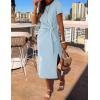 imageZESICA Womens Summer Short Sleeve Bodycon Midi Dresses 2025 Casual Crewneck Knit Wrap Tie Waist T Shirt Long DressBlue