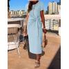 imageZESICA Womens Summer Short Sleeve Bodycon Midi Dresses 2025 Casual Crewneck Knit Wrap Tie Waist T Shirt Long DressBlue