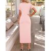 imageZESICA Womens Summer Short Sleeve Bodycon Midi Dresses 2025 Casual Crewneck Knit Wrap Tie Waist T Shirt Long DressDusty Pink