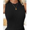 imageZESICA Womens Summer Sleeveless Mini Dress 2025 Crewneck Knit A Line Pleated Swing Casual Basic Short DressBlack