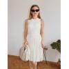 imageZESICA Womens Summer Sleeveless Mini Dress 2025 Crewneck Knit A Line Pleated Swing Casual Basic Short DressWhite
