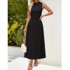 imageZESICA Womens Summer Sleeveless Tank Maxi Dress 2025 Mock Neck Ribbed Knit High Waist Flowy Wedding Guest Long DressesBlack