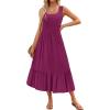 imageZESICA Womens 2025 Summer Sleeveless Dress Square Neck Pleated Swing Casual Maxi Dresses with PocketsPlum