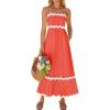 imageZESICA Womens 2025 Summer Spaghetti Straps Sleeveless Backless Sundress Flowy Smocked Lace Swing A Line Midi DressWatermelon Red