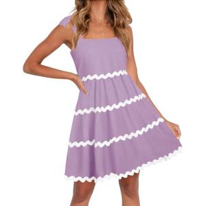 imageZESICA Womens Summer Swing Mini Dress Casual Spaghetti Straps Sleeveless Smocked Backless Flowy A Line SundressPurple