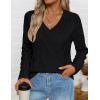 imageZESICA Womens Fall Long Sleeve V Neck Pullover Sweaters 2025 Casual Cable Knit Loose Trendy Sweater Jumper TopsBlack
