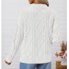 imageZESICA Womens Fall Long Sleeve V Neck Pullover Sweaters 2025 Casual Cable Knit Loose Trendy Sweater Jumper TopsWhite