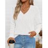 imageZESICA Womens Fall Long Sleeve V Neck Pullover Sweaters 2025 Casual Cable Knit Loose Trendy Sweater Jumper TopsWhite