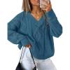 imageZESICA Womens Fall Long Sleeve V Neck Pullover Sweaters 2025 Casual Cable Knit Loose Trendy Sweater Jumper TopsDustyblue