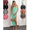 imageZESICA Womens 2025 Strapless Bodycon Dress Sexy Off Shoulder Mesh Tassel Ruffle Side Split Tube Party Maxi DressesMint