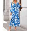 imageZESICA Fall Floral Dresses for Women 2025 Elegant Long Sleeve V Neck Mesh Cocktail Wedding Party Maxi DressBlue