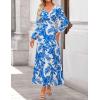imageZESICA Fall Floral Dresses for Women 2025 Elegant Long Sleeve V Neck Mesh Cocktail Wedding Party Maxi DressBlue