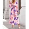 imageZESICA Fall Floral Dresses for Women 2025 Elegant Long Sleeve V Neck Mesh Cocktail Wedding Party Maxi DressPurple