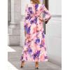 imageZESICA Fall Floral Dresses for Women 2025 Elegant Long Sleeve V Neck Mesh Cocktail Wedding Party Maxi DressPurple