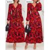imageZESICA Fall Floral Dresses for Women 2025 Elegant Long Sleeve V Neck Mesh Cocktail Wedding Party Maxi DressRed