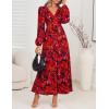 imageZESICA Fall Floral Dresses for Women 2025 Elegant Long Sleeve V Neck Mesh Cocktail Wedding Party Maxi DressRed