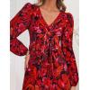 imageZESICA Fall Floral Dresses for Women 2025 Elegant Long Sleeve V Neck Mesh Cocktail Wedding Party Maxi DressRed
