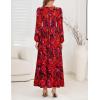 imageZESICA Fall Floral Dresses for Women 2025 Elegant Long Sleeve V Neck Mesh Cocktail Wedding Party Maxi DressRed
