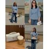 imageZESICA Womens 2025 Fall Babydoll Peplum Tops V Neck Puff 34 Length Sleeve Shirts Dressy Casual BlousesDustyblue