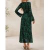 imageZESICA Womens Long Sleeve Floral Bodycon Dress 2025 Fall Fashion Ruched Mesh Wedding Guest Cocktail Party Maxi DressesGreen