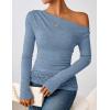 imageZESICA Womens Long Sleeve Off Shoulder Tops Fall 2025 Casual Boat Neck Lace Slim Fit Going Out Y2k Shirts BlousesBlue