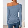 imageZESICA Womens Long Sleeve Off Shoulder Tops Fall 2025 Casual Boat Neck Lace Slim Fit Going Out Y2k Shirts BlousesBlue
