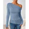 imageZESICA Womens Long Sleeve Off Shoulder Tops Fall 2025 Casual Boat Neck Lace Slim Fit Going Out Y2k Shirts BlousesBlue