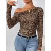 imageZESICA Womens Floral Off Shoulder Long Sleeve Tops 2025 Fall Mesh Ruched Fitted Trendy Going Out Shirts Blouses