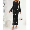 imageZESICA Fall Party Maxi Dresses for Women 2025 Trendy Long Sleeve Lightweight Sweater Dress with 3D Floral AppliqusBlack