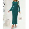 imageZESICA Fall Party Maxi Dresses for Women 2025 Trendy Long Sleeve Lightweight Sweater Dress with 3D Floral AppliqusGreen