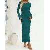 imageZESICA Fall Party Maxi Dresses for Women 2025 Trendy Long Sleeve Lightweight Sweater Dress with 3D Floral AppliqusGreen