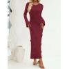 imageZESICA Fall Party Maxi Dresses for Women 2025 Trendy Long Sleeve Lightweight Sweater Dress with 3D Floral AppliqusWine